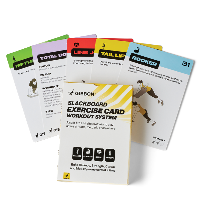 Set of GIBBON Slackboard Exercise Cards on a white background