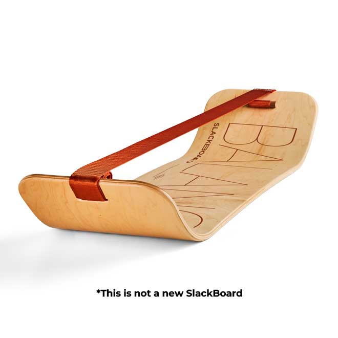 Balance SlackBoard with orange straps on a white background